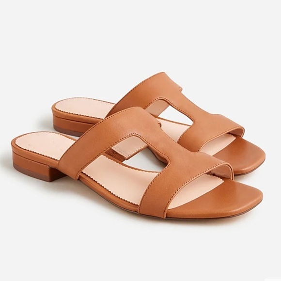 J. Crew || Hazel Leather Cutout Sandals Brown Tan 10 - Picture 1 of 8